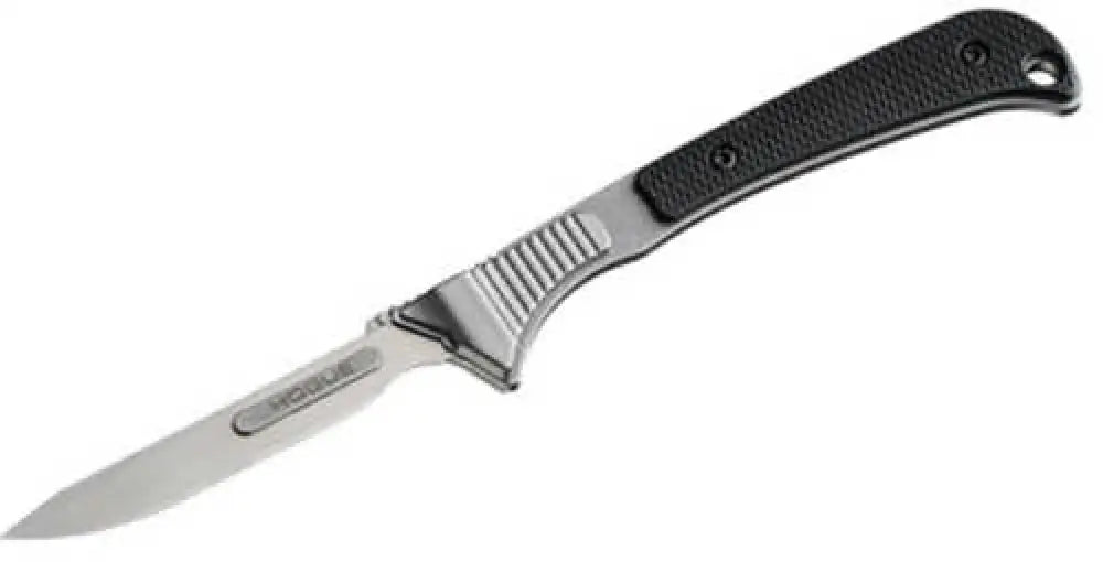 Hogue Expel Fixed Blade Knife 440c Stainless Steel Plain Edge 2.5’’ Replaceable Blades Silver Black G10 Grips 35876