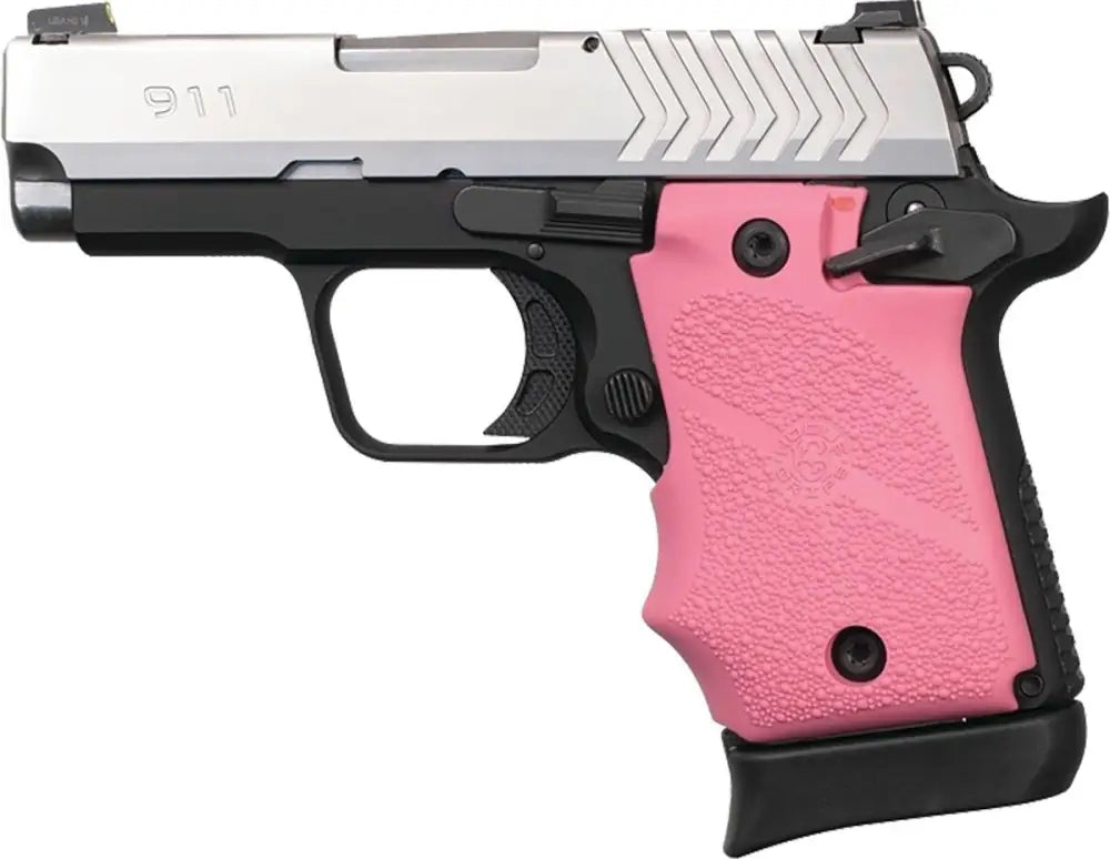 Hogue Grips Ambi Safety Rubber Grip for Springfield Armory 911 9mm- Pink Buy at Faith and Freedom Outdoors