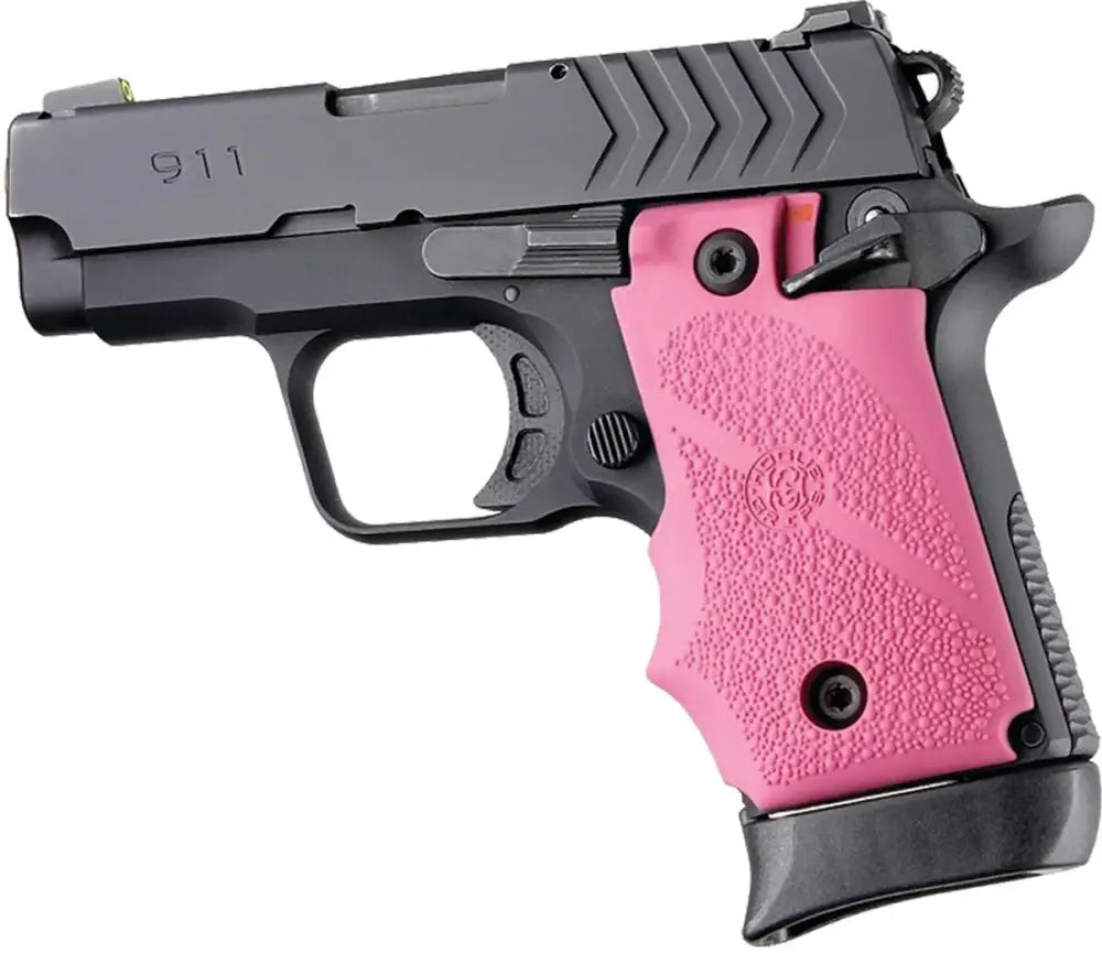 Hogue Grips Ambi Safety Rubber Grip for Springfield Armory 911- Pink Buy at Faith and Freedom Outdoors