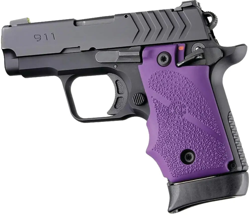 Hogue Grips Ambi Safety Rubber Grip for Springfield Armory 911- Purple Buy at Faith and Freedom Outdoors