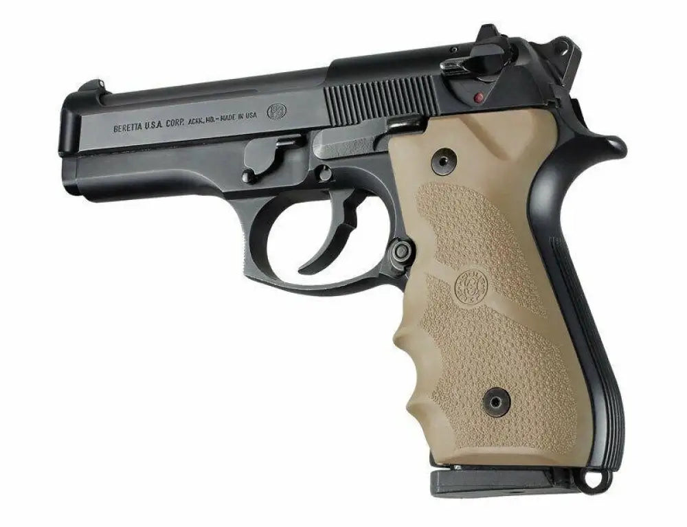 Hogue Grips Beretta 92/96 Series Rubber Grip with Finger Grooves Flat Dark Earth Buy at Faith and Freedom Outdoors