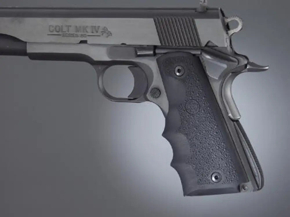 Hogue Grips Colt Government.45 1911 Rubber with Finger Grooves - Black Buy at Faith and Freedom Outdoors