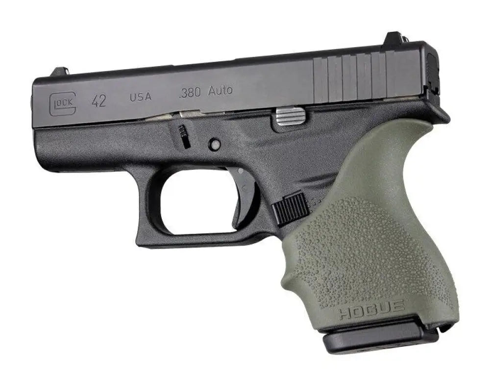 Hogue Grips Handall Beaver Tail Grip Sleeve Glock 42 43 Od Green Buy at Faith and Freedom Outdoors
