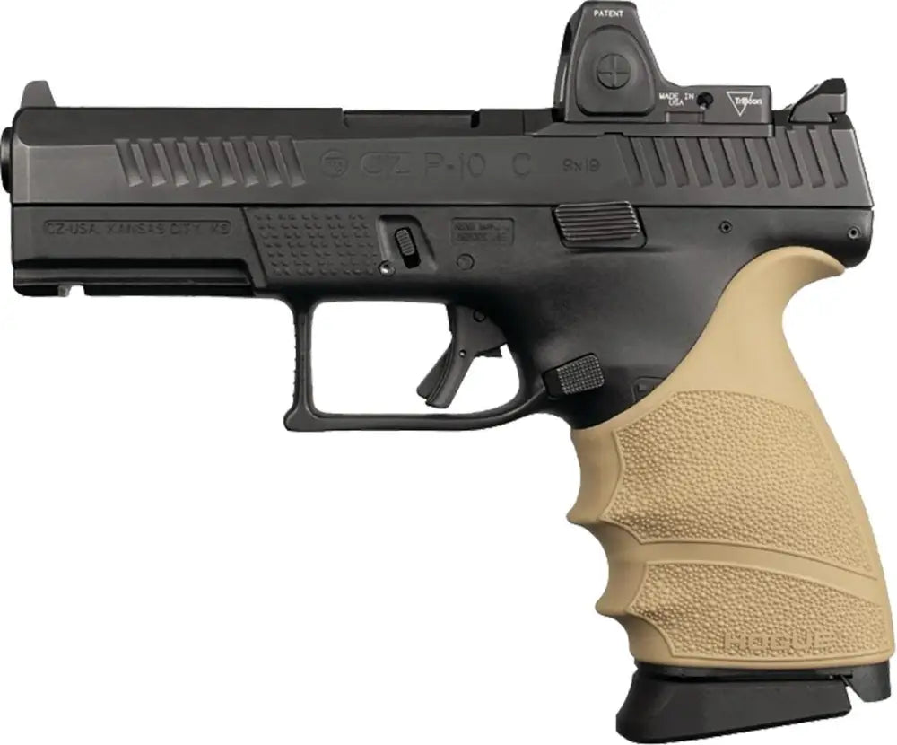 Hogue Grips Handall Beavertail Grip Sleeve Cz P-10 Compact 9mm - Fde Buy at Faith and Freedom Outdoors