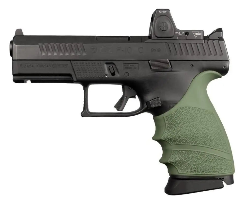 Hogue Grips Handall Beavertail Grip Sleeve Cz P-10 Compact 9mm - Od Green Buy at Faith and Freedom Outdoors