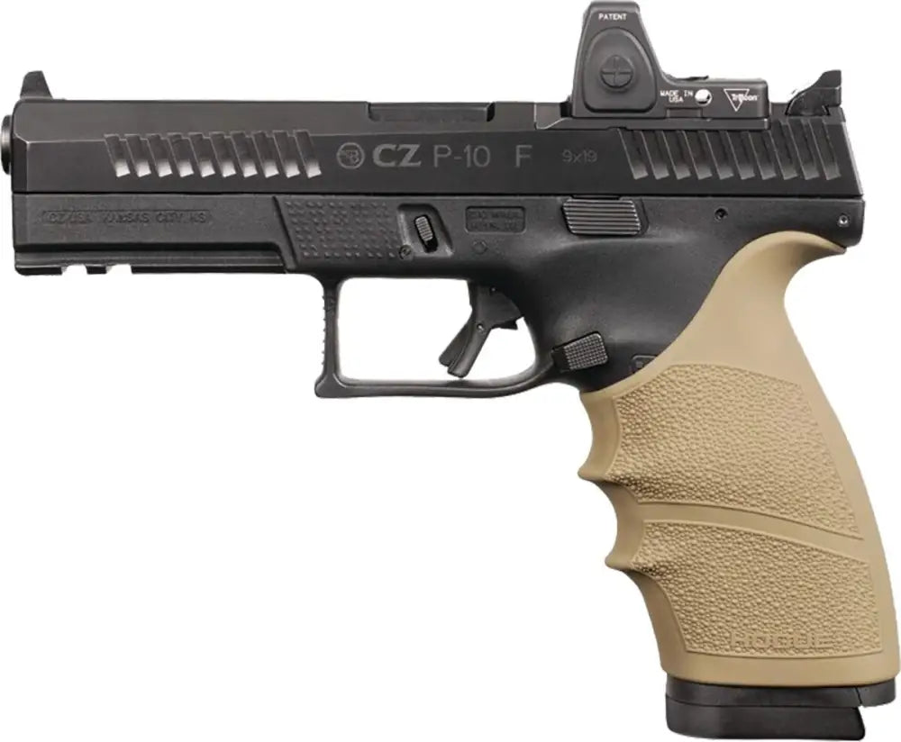 Hogue Grips Handall Beavertail Grip Sleeve Cz P-10 Full Size 9mm - Fde Buy at Faith and Freedom Outdoors