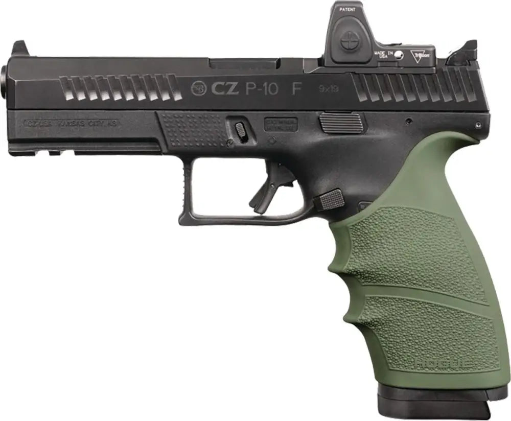Hogue Grips Handall Beavertail Grip Sleeve Cz P-10 Full Size 9mm - Od Green Buy at Faith and Freedom Outdoors