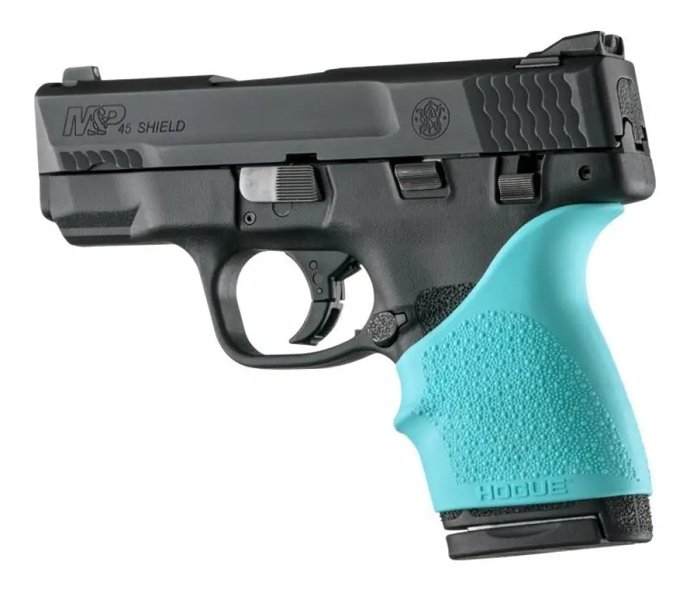 Hogue Grips Handall Beavertail Grip Sleeve Fits S&w M&p Shield 45 Kahr P9/p40/cw9/cw40-aqua Buy at Faith and Freedom