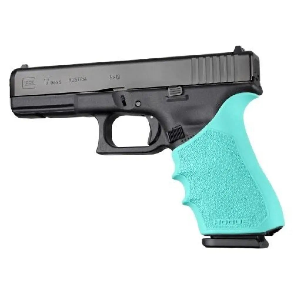Hogue Grips Handall Beavertail Grip Sleeve Glock 17 Gen 1/2/5 Aqua Buy at Faith and Freedom Outdoors