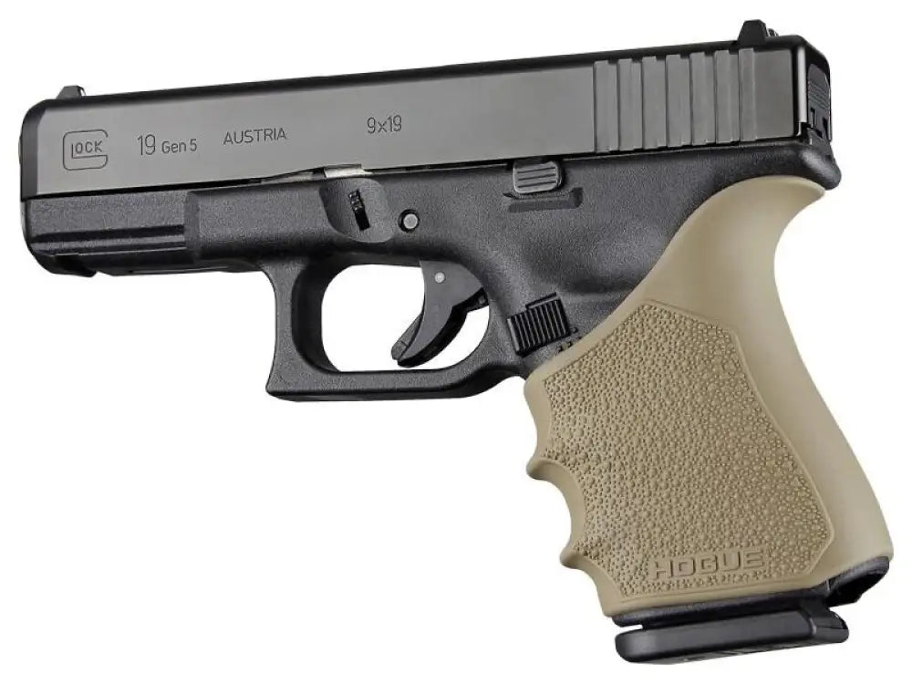 Hogue Grips Handall Beavertail Grip Sleeve Glock 19 23 32 38 Gen 1-2-5 Flat Dark Earth Buy at Faith and Freedom Outdoors