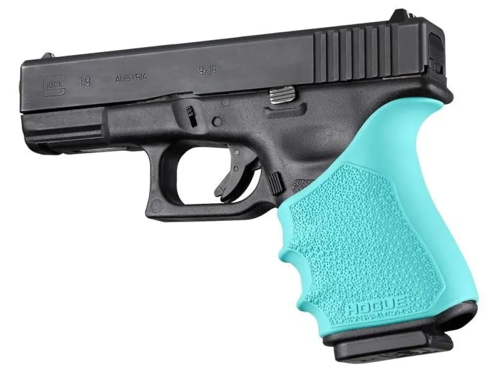 Hogue Grips Handall Beavertail Grip Sleeve Glock 19 23 32 38 Gen 3-4 Aqua Buy at Faith and Freedom Outdoors