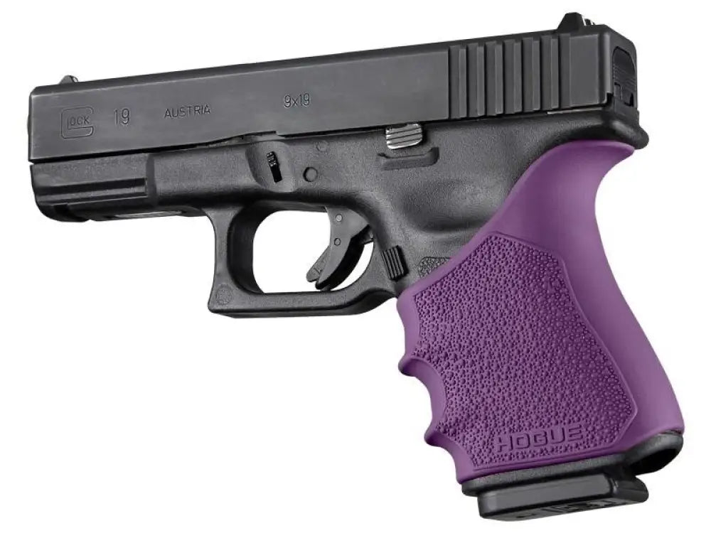 Hogue Grips Handall Beavertail Grip Sleeve Glock 19 23 32 38 Gen 3-4 Purple Buy at Faith and Freedom Outdoors