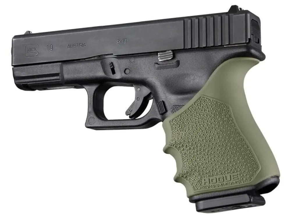 Hogue Grips Handall Beavertail Grip Sleeve Glock 19 Gen 3-4 Od Green Buy at Faith and Freedom Outdoors
