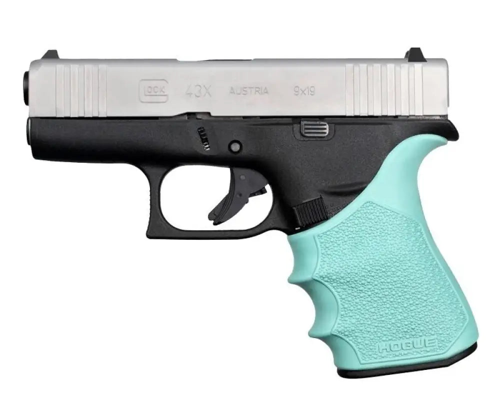 Hogue Grips Handall Beavertail Grip Sleeve Glock 43x 48 - Aqua Buy at Faith and Freedom Outdoors