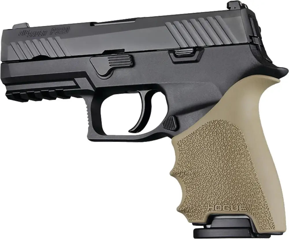 Hogue Grips Handall Beavertail Grip Sleeve Sig Sauer P320 Compact Flat Dark Earth Buy at Faith and Freedom Outdoors