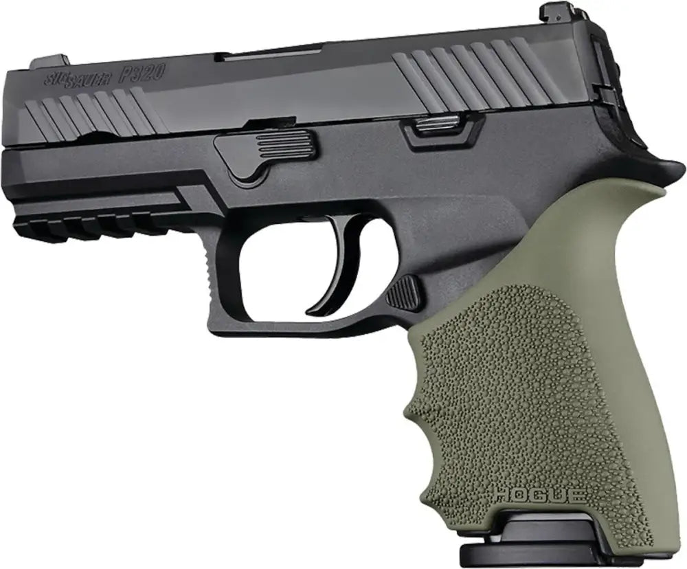 Hogue Grips Handall Beavertail Grip Sleeve Sig Sauer P320 Compact Od Green Buy at Faith and Freedom Outdoors