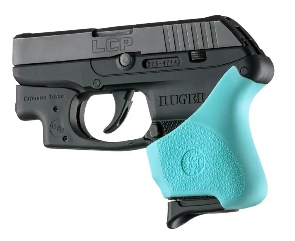 Hogue Grips Handall Hybrid Ruger Lcp Crimson Trace Button Grip Sleeve Aqua Buy at Faith and Freedom Outdoors