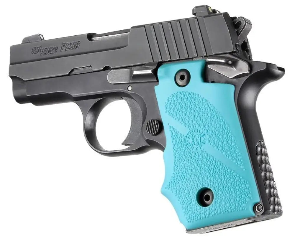 Hogue Grips Rubber Grip with Finger Grooves for Sig Sauer P238 - Aqua Buy at Faith and Freedom Outdoors