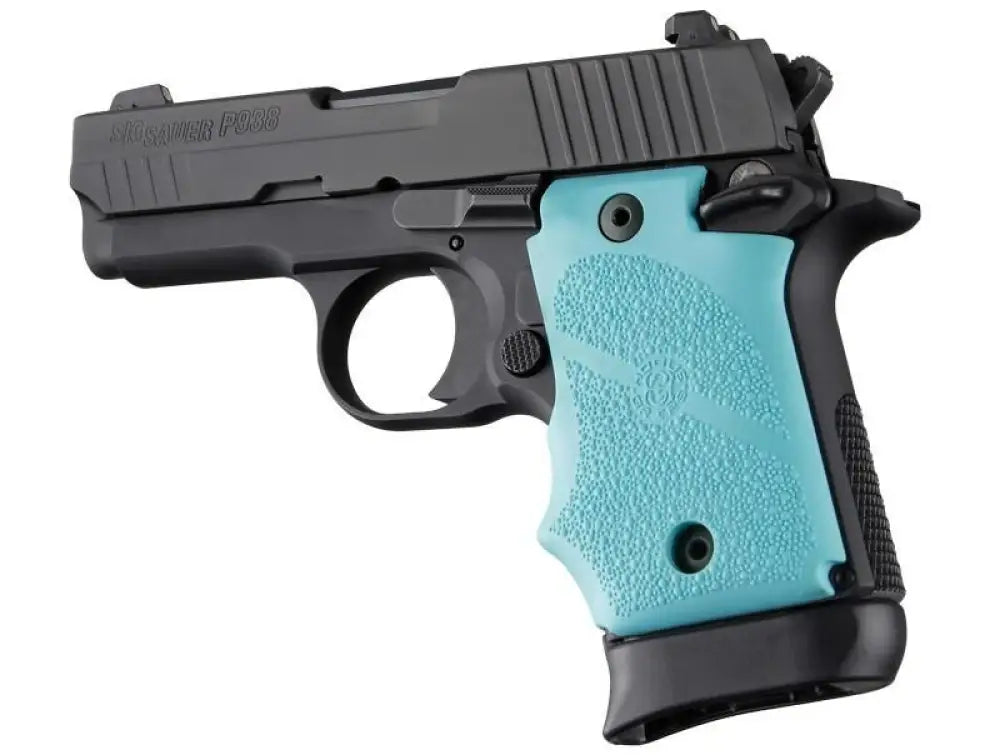 Hogue Grips Rubber Grip with Finger Grooves for Sig Sauer P938 Ambi Safety-aqua Buy at Faith and Freedom Outdoors