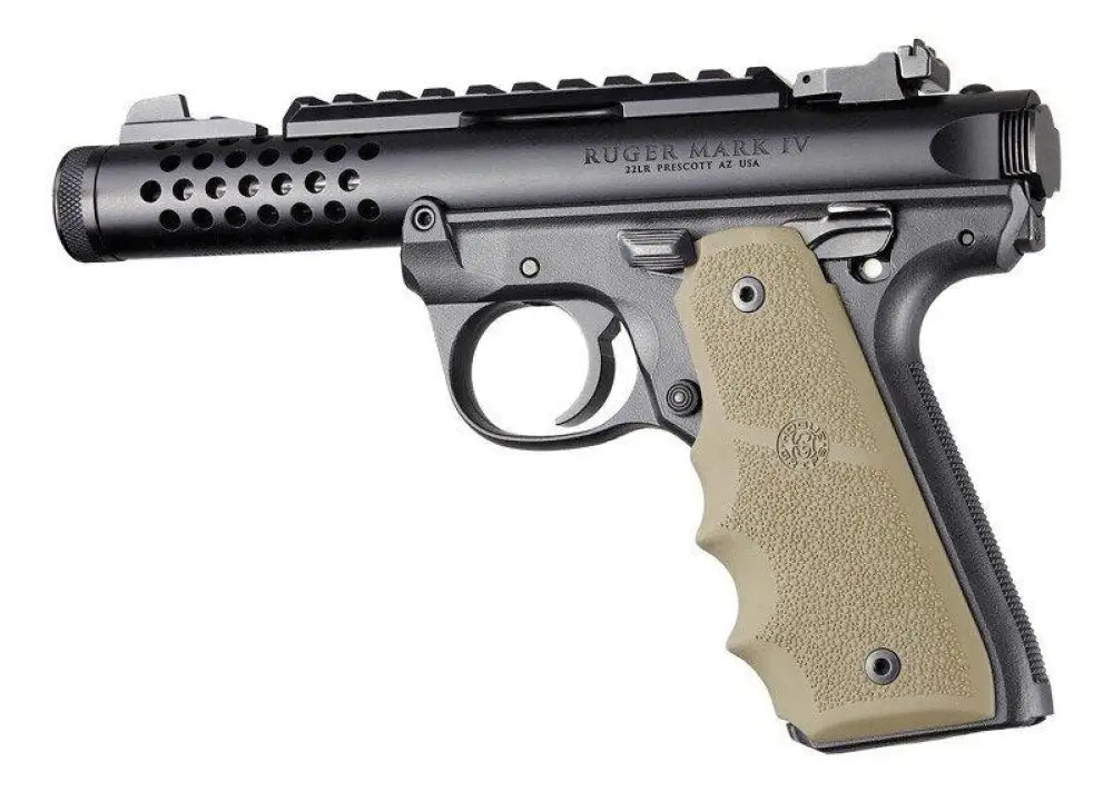 Hogue Grips Ruger 22/45 Mkiv Rubber Grip with Finger Grooves Flat Dark Earth Buy at Faith and Freedom Outdoors