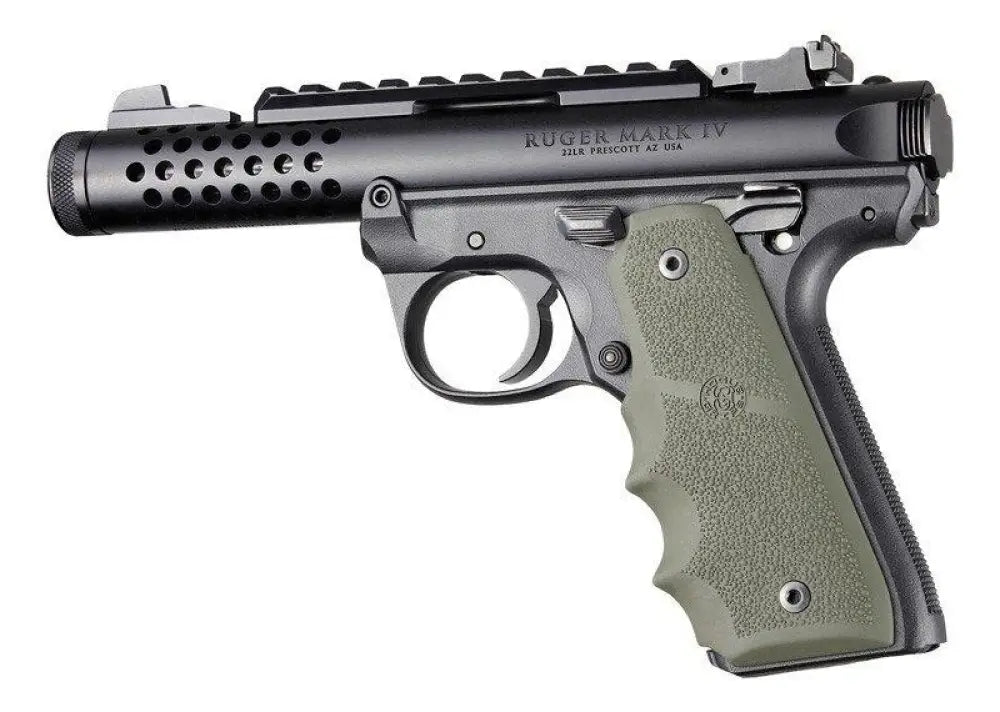 Hogue Grips Ruger 22/45 Mkiv Rubber Grip with Finger Grooves Od Green Buy at Faith and Freedom Outdoors