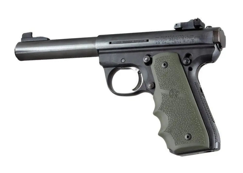 Hogue Grips Ruger 22/45 Rp Rubber Grip with Finger Grooves Od Green Buy at Faith and Freedom Outdoors