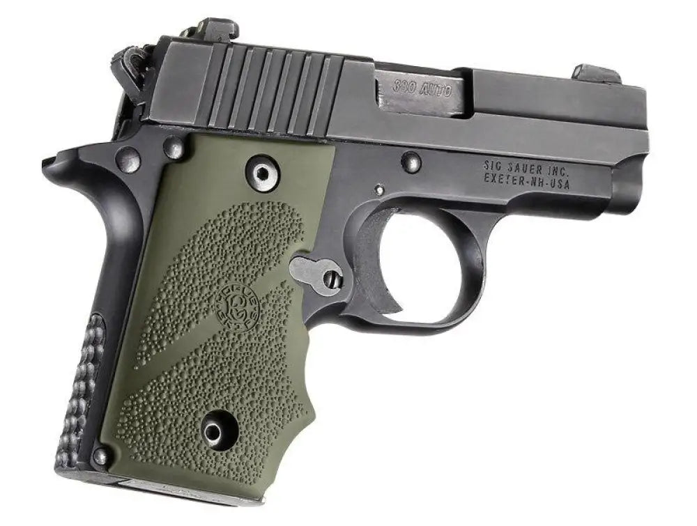 Hogue Grips Sig Sauer P238 Rubber Grip with Finger Grooves Od Green Buy at Faith and Freedom Outdoors