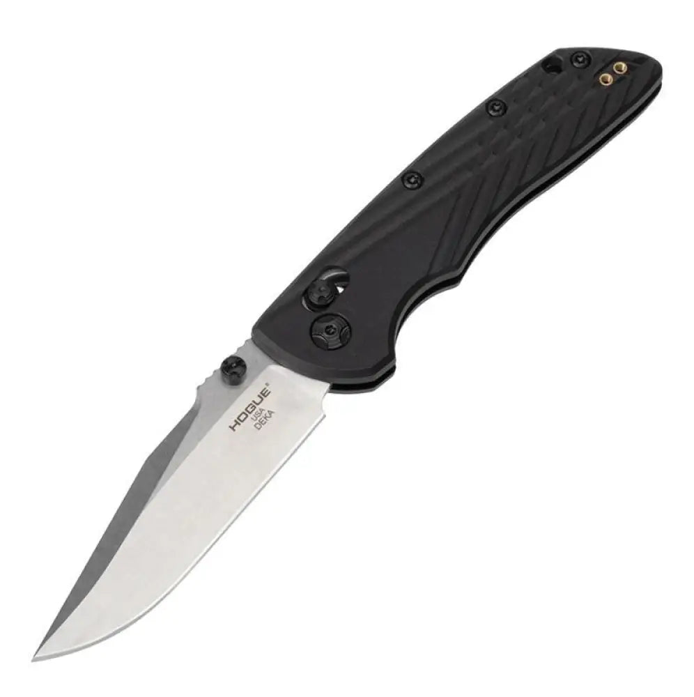Hogue Knife Knives & Edged Tools|knives Deka Manual Folder 3 1/4’’ Clip Point Blade Black with Thumb Studs Buy at Faith