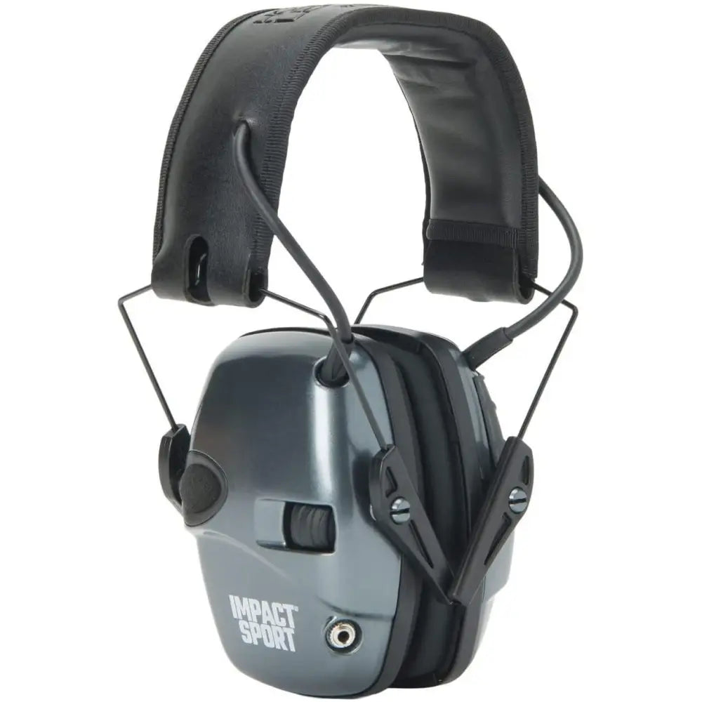 Honeywell Safety Products Usa Ear Muffs Howard Leight Impact Sport Small Earmuff - Metallic Charcoal Grey Black Band