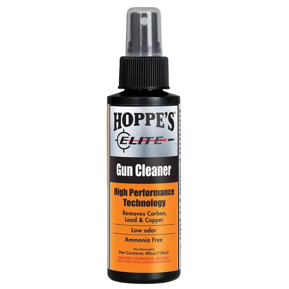 Hoppe’s Gun Oils & Cleaning Solvents Elite Cleaner 4 Oz Spray Bottle Buy at Faith and Freedom Outdoors