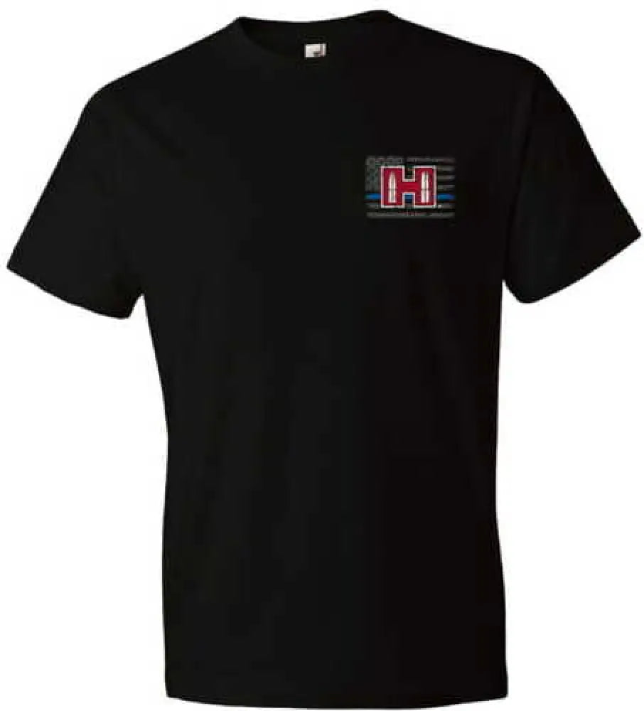 Hornady Gear T-shirt Blue Line Black Short Sleeve Medium - 30762