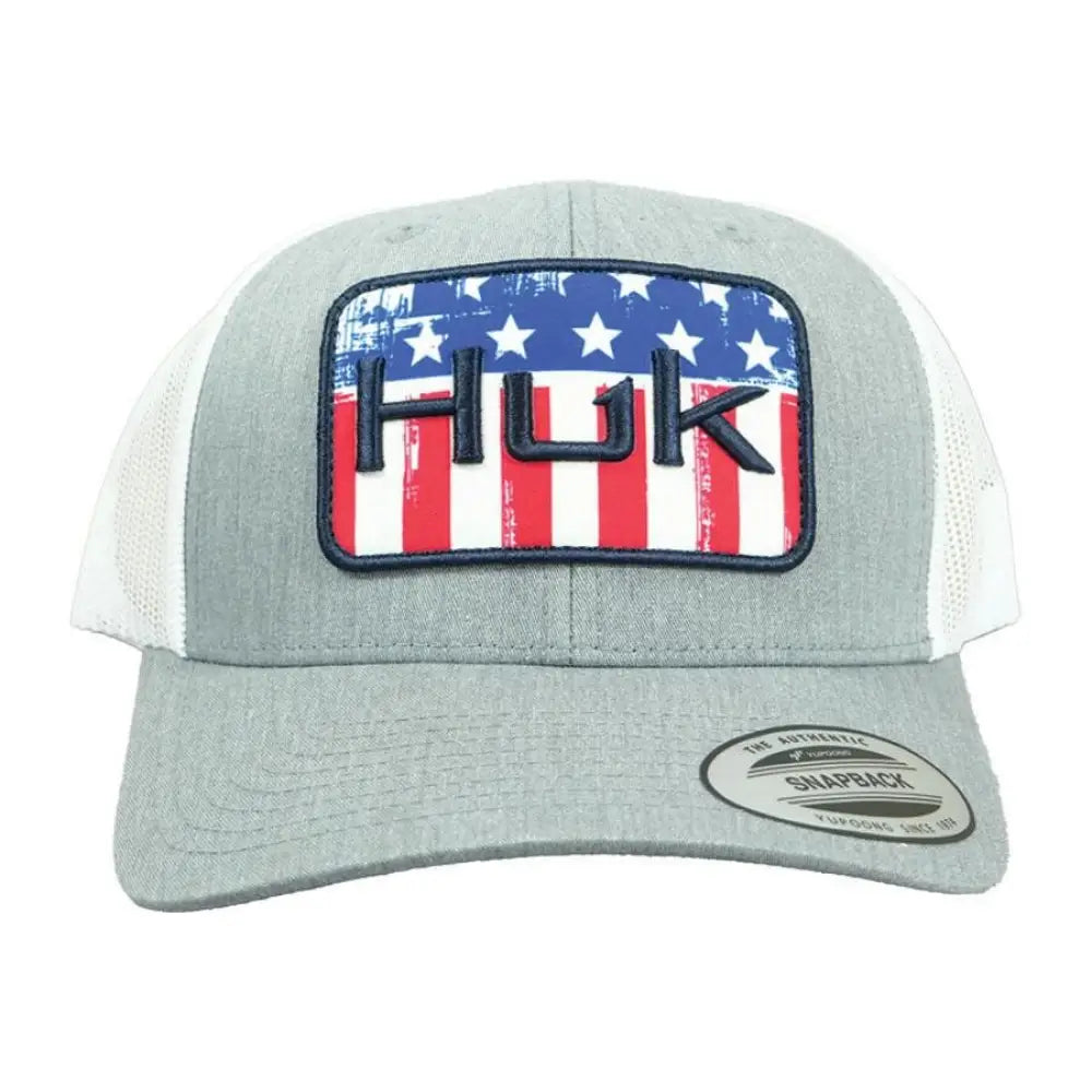 Huk Caps Hats & Beanies Huk Salute Trucker Hat Heather Grey Buy at Faith and Freedom Outdoors