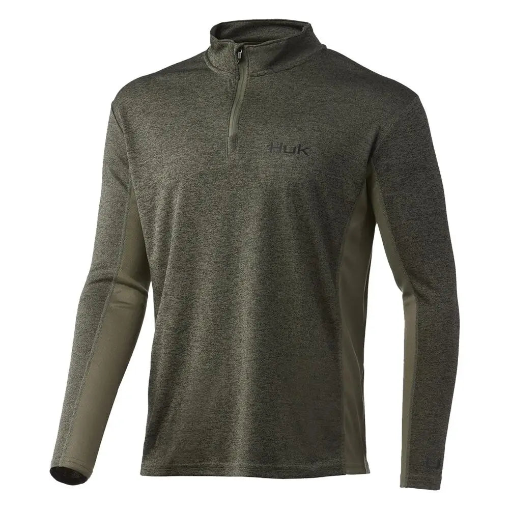 Huk Long Sleeve Shirts Huk Coldfront 1/4 Zip Shirt Heather Moss 2xl Buy at Faith and Freedom Outdoors