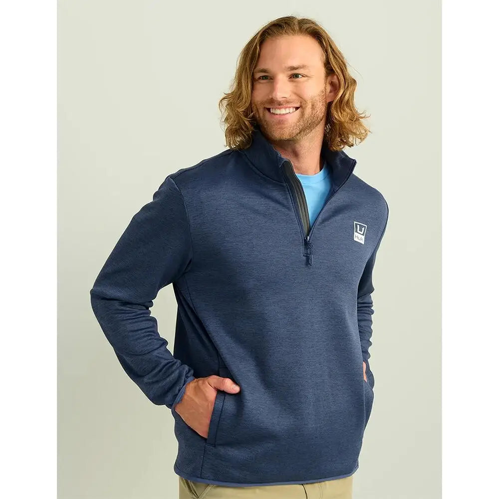 Huk Long Sleeve Shirts Huk Coldfront & Performance 1/4 Zip Shirt Naval Academy Heather Xl Buy at Faith and Freedom