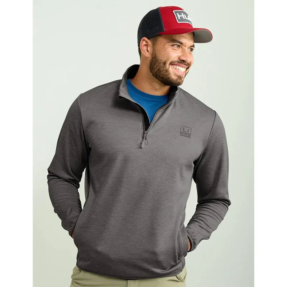 Huk Long Sleeve Shirts Huk Coldfront & Performance 1/4 Zip Shirt Volcanic Ash Heather Xl Buy at Faith and Freedom