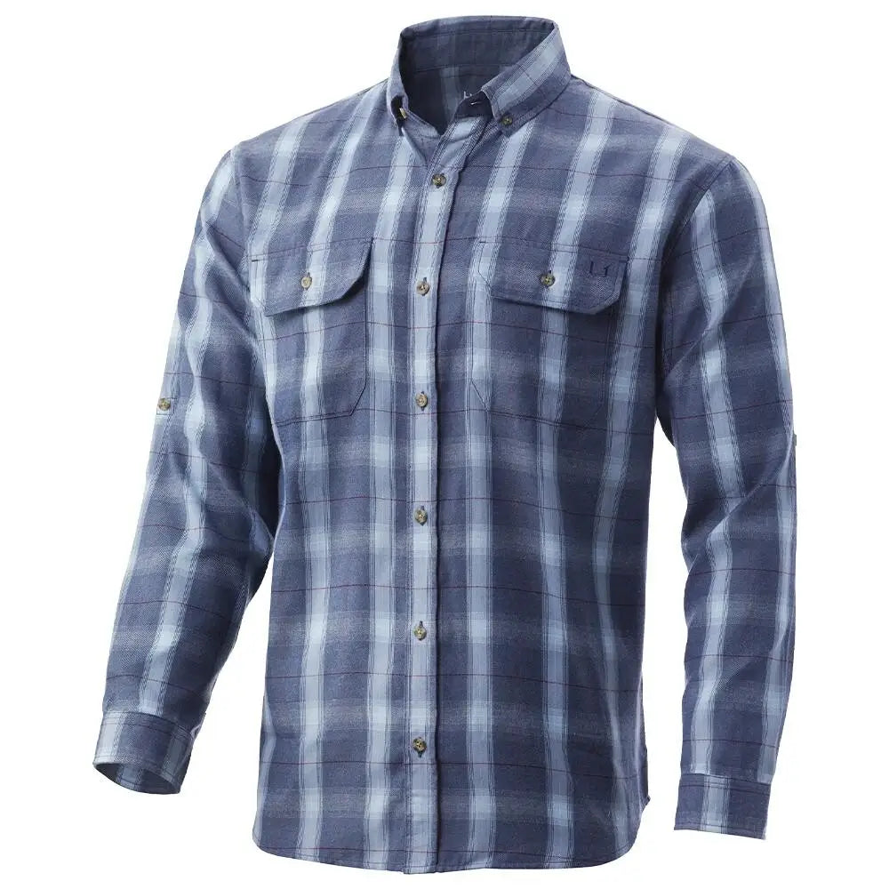 Huk Long Sleeve Shirts Maverick Fishing Flannel Sargasso Sea l Buy at Faith and Freedom Outdoors