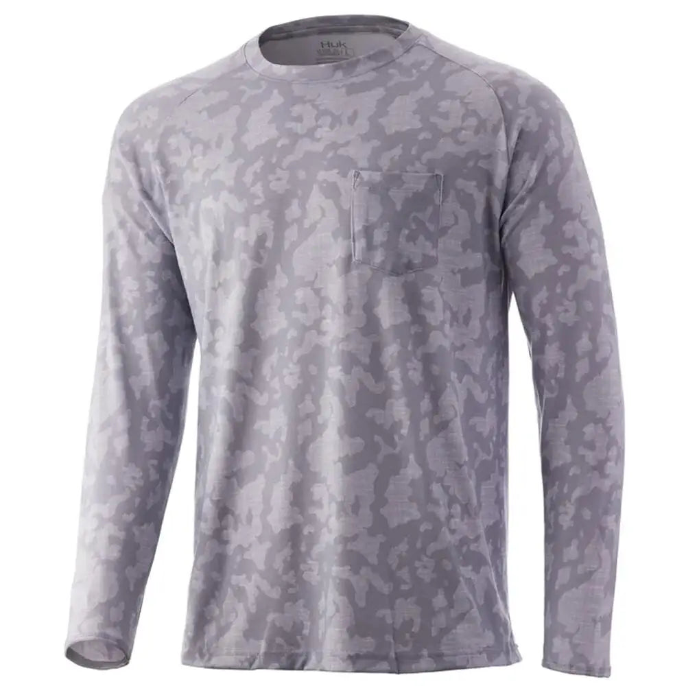 Huk Long Sleeve Shirts Huk Waypoint Running Lakes Shirt Overcast Grey m Buy at Faith and Freedom Outdoors
