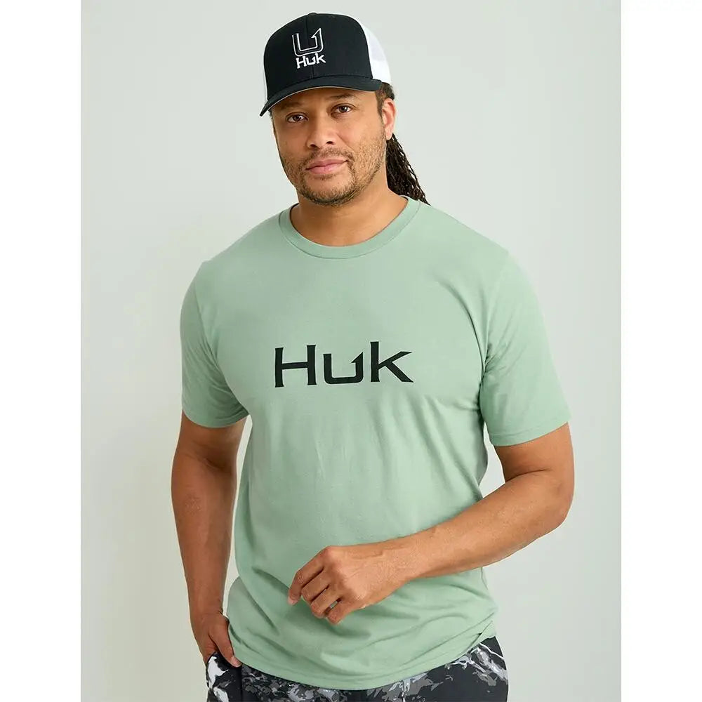 Huk Short Sleeve Shirts Huk Logo Shirt Fog Green 2xl Buy at Faith and Freedom Outdoors
