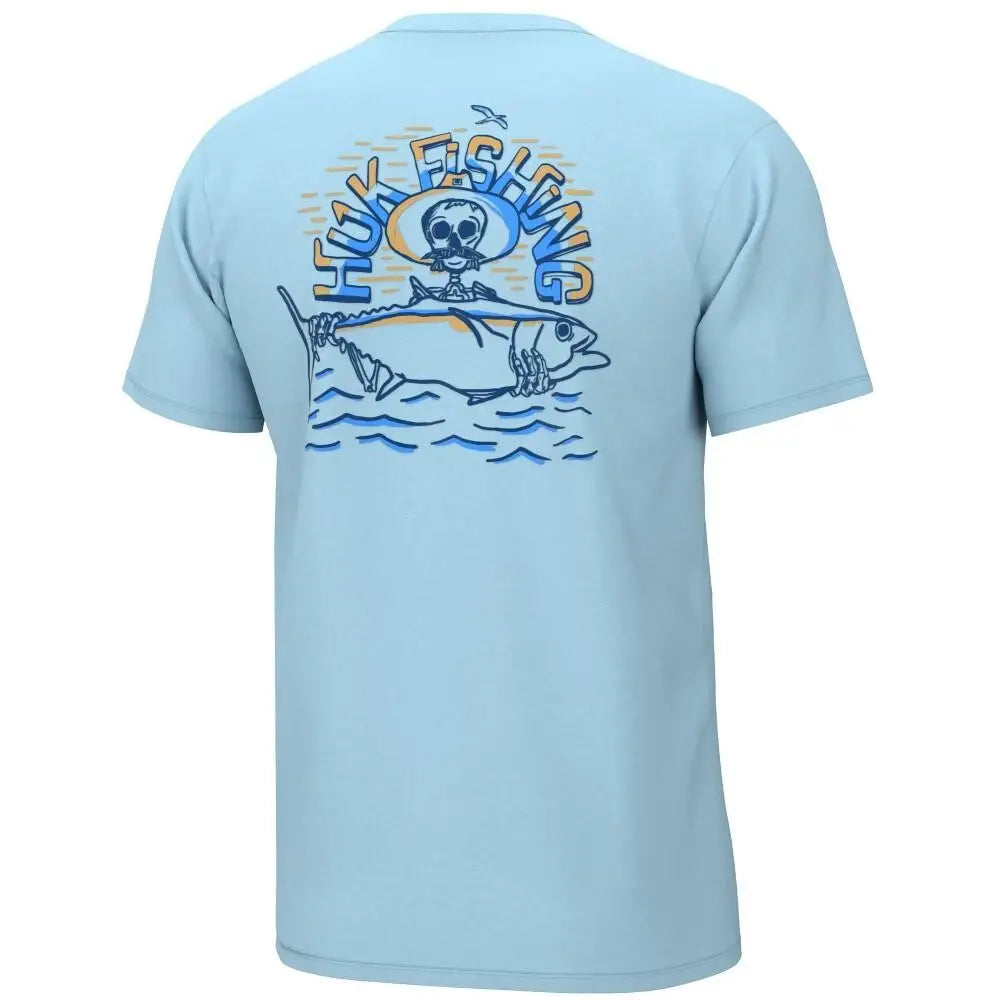 Huk Short Sleeve Shirts Huk Tuna Skull Shirt Crystal Blue 2xl Buy at Faith and Freedom Outdoors