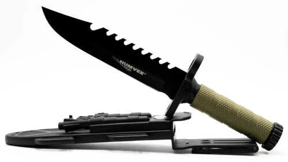 Humvee Adventure Gear Survival Knife Plain Textured Rubber Handle - Hmv-kfxb-02