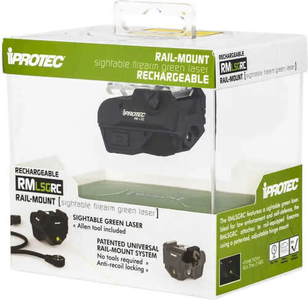 Iprotec Rmlsg Rc Rechargeable Green Laser 5mw 510 Nm Wavelength Black for Long Guns Pistol Subcompact Han - Ipr-sps-0001