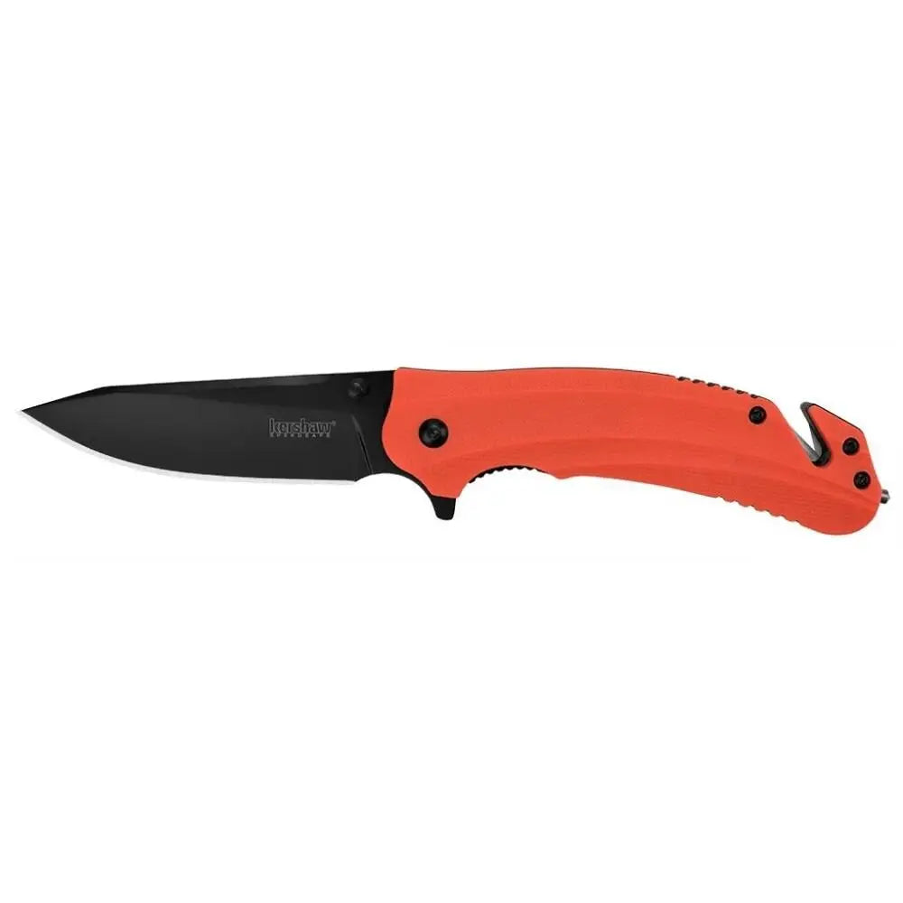 Kershaw Knives & Edged Tools|knives Barricade Rescue Folding Knife 3-1/2’’ Drop Point Blade Orange with Carbide
