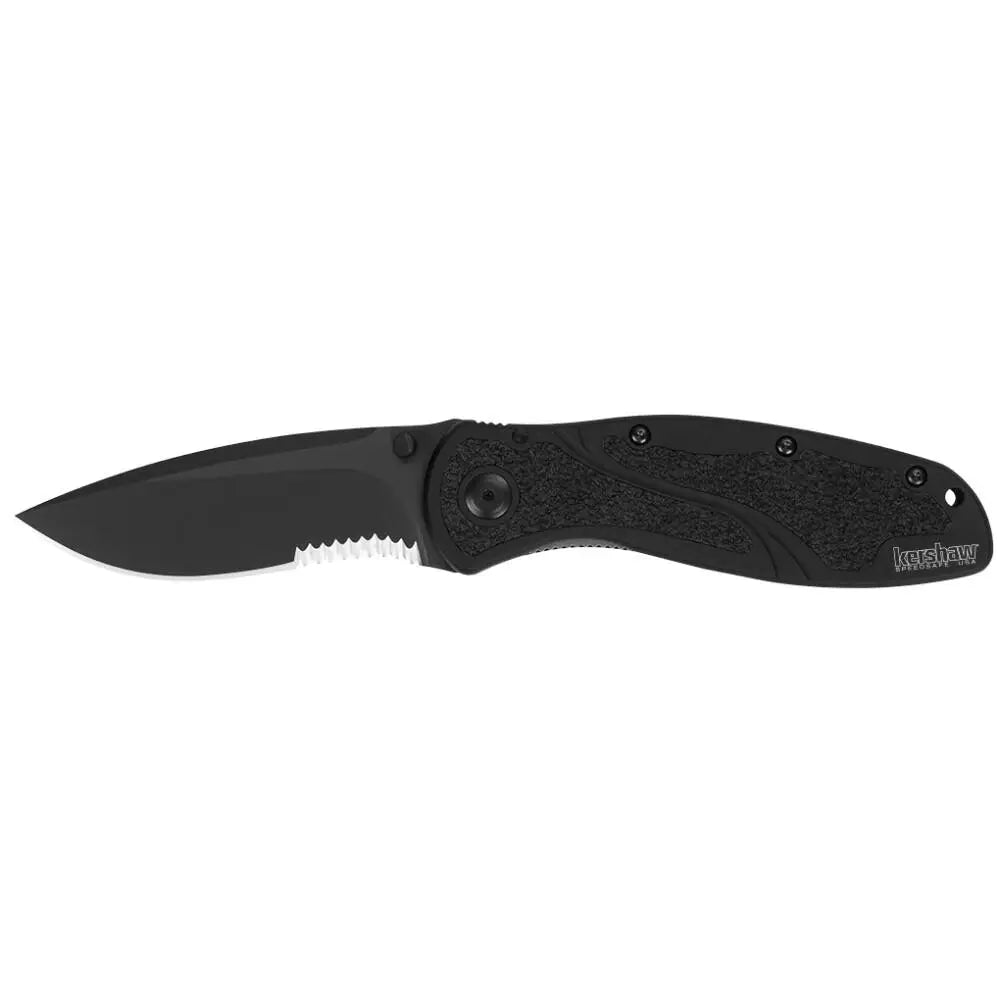 Kershaw Knives & Edged Tools|knives Blur Semi Serrated Folding Knife 3-2/5’’ Drop Point Blade Black Buy at Faith
