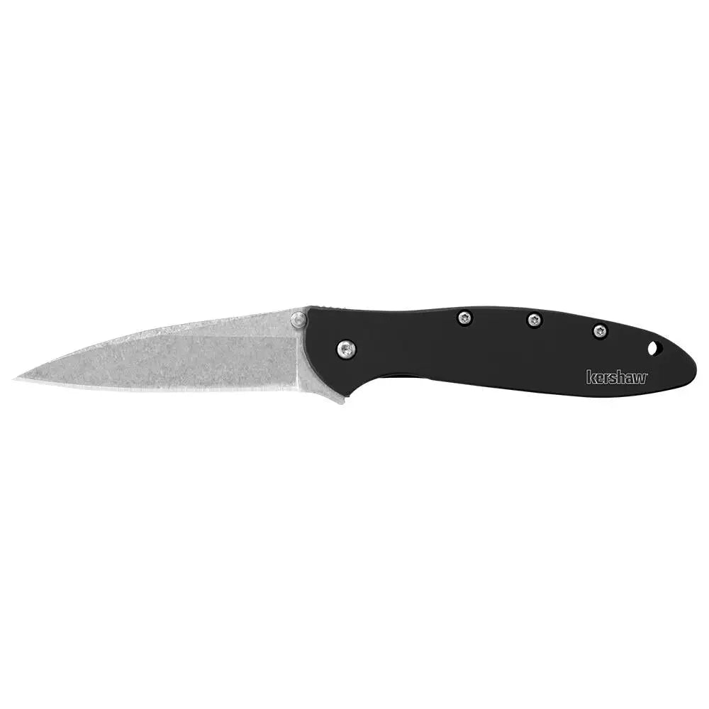 Kershaw Knives & Edged Tools|knives Ken Onion Leek Folding Knife 3’’ Stonewashed Drop Point Blade Black Buy at Faith