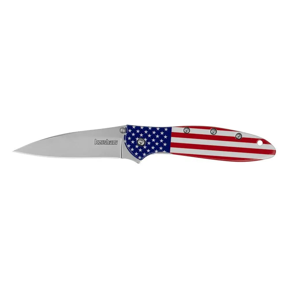 Kershaw Knives Leek Folding Knife 3’’ Drop Point Blade Usa Flag Buy at Faith and Freedom Outdoors