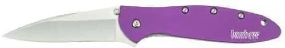 Kershaw Leek 3’’ Folding Drop Point Plain Bead Blasted 14c28n Steel Blade Purple Anodized Aluminum Handle Includes
