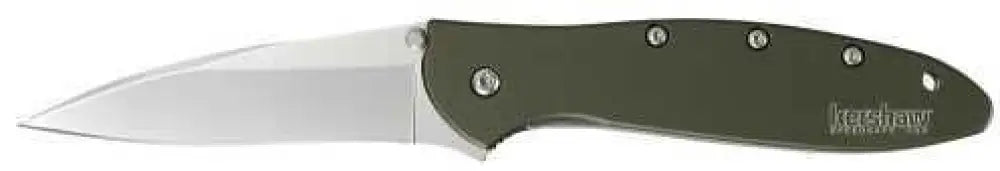 Kershaw Leek Folding Knife/assisted 14c28n/satin Plain Clip Point Thumb Stud/pocket 3’’ 6061-t6 Anodized Aluminum Bo
