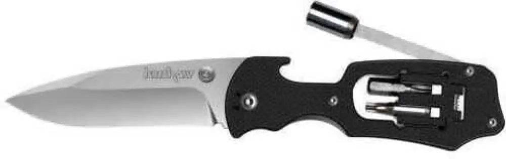 Kershaw Select Fire Folding Knife 8cr13mov/satin Plain Drop Point Thumb Stud/pocket Clip/tool Bits 3.375’’ Black Nylon