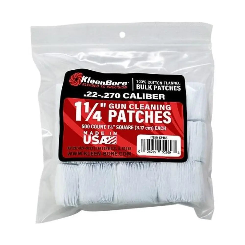Kleen Bore Gun Cleaning Jags Patch Holders & Patches Kleenbore 1 1/4’’ 22-.270 Cal.410-20 Ga 500/ct Buy at Faith