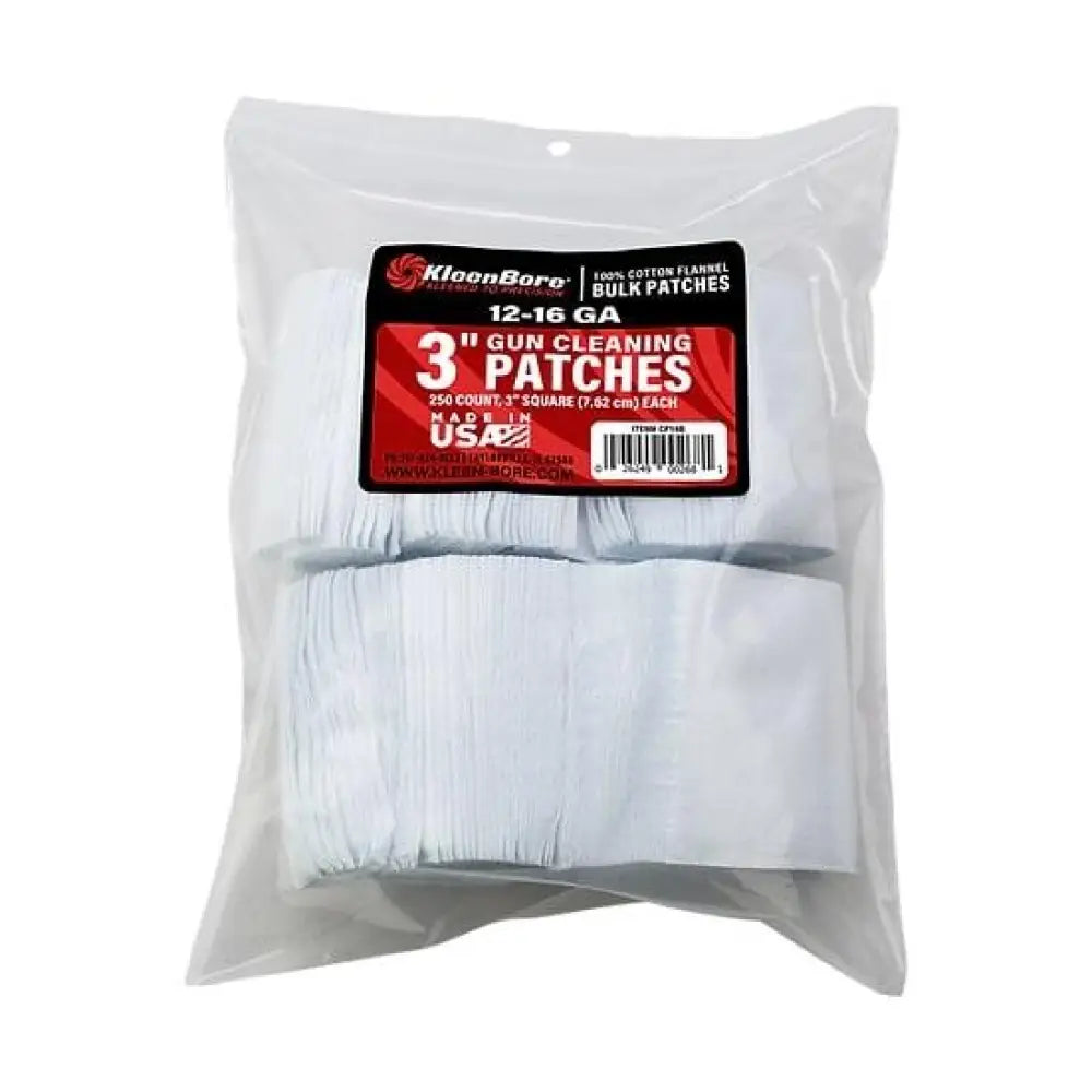 Kleen Bore Gun Cleaning Jags Patch Holders & Patches Kleenbore 3’’ 12-16 Ga 250/ct Buy at Faith and Freedom Outdoors